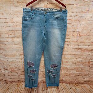 Vintage America Jeans w/Embroidered Patchwork Size 14R